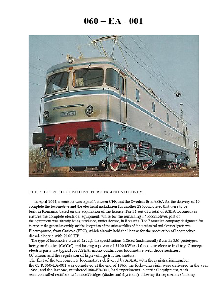 ASEA 060-EA Electric Locomotive Overview | PDF | Rectifier | Locomotives