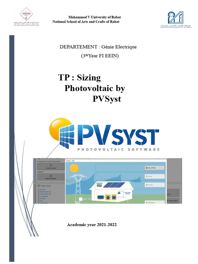 Photovoltaic System Sizing with PVSyst | PDF | Photovoltaics ...