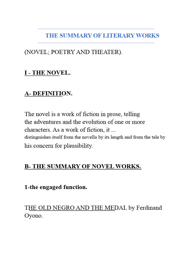 The Summaries of Literary Works | PDF | Madame Bovary