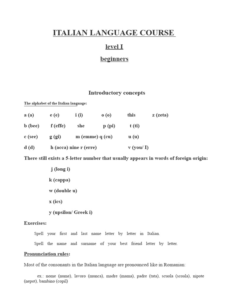 Beginner's Italian Language Course | PDF | Grammatical Gender | Bed