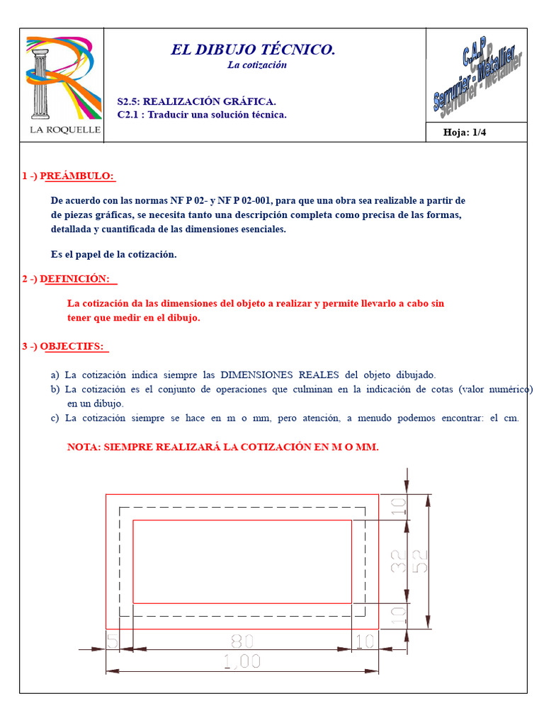 El Dibujo Técnico. La Cote | PDF | Dibujo | Dibujo técnico