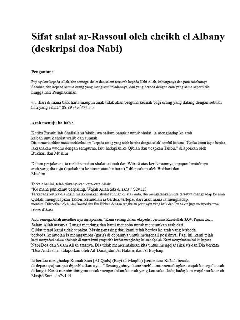 Sifat Salat Nabi: Panduan Lengkap | PDF