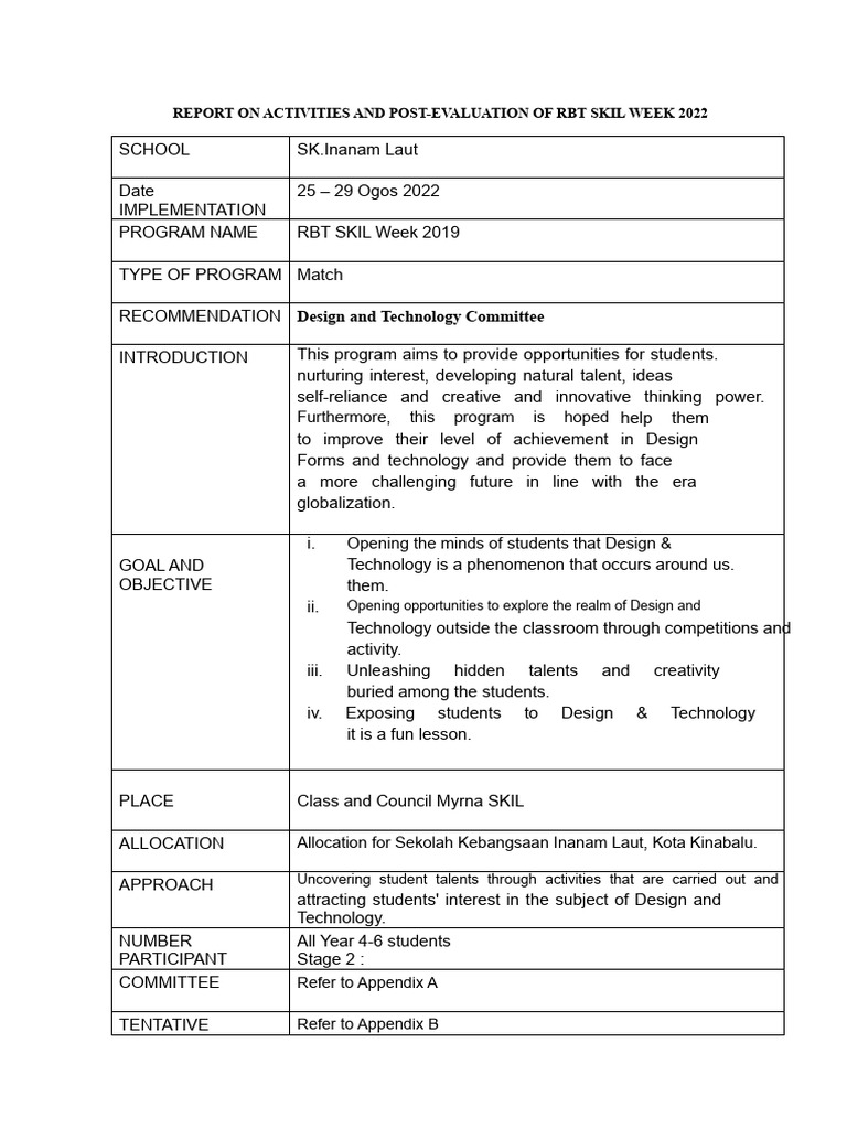 Academic Week Report RBT 2022 | PDF | Science