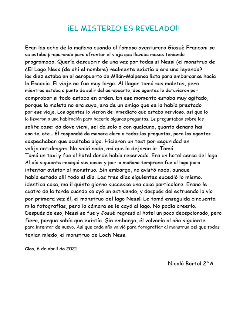 Giosuè Franconi y el Monstruo de Loch Ness | PDF