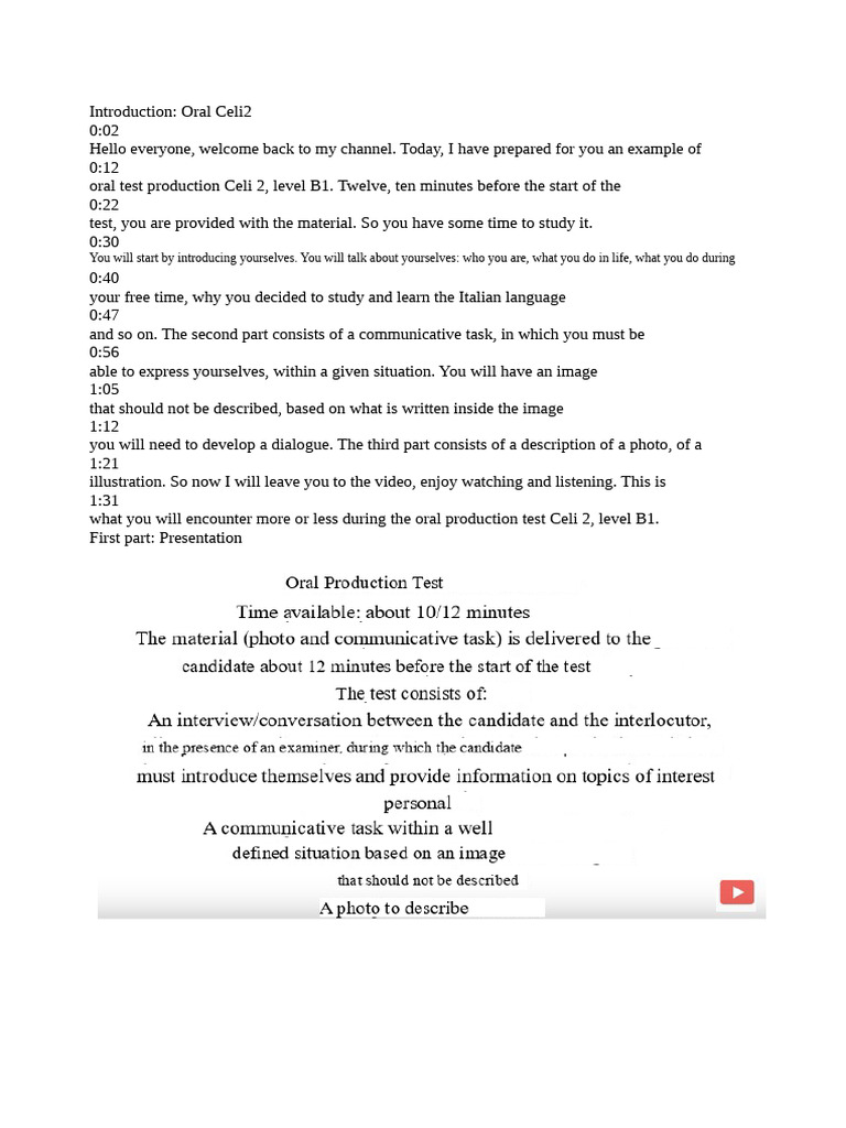 Celi 2 Oral Test Example B1 | PDF