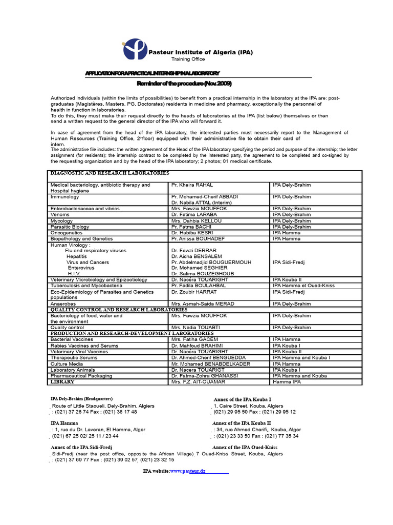 Request for Practical Internship | PDF | Biology | Immunology