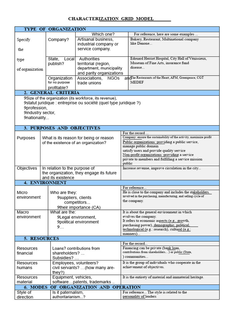 Characterization Grid | PDF | Nonprofit Organization | Economies