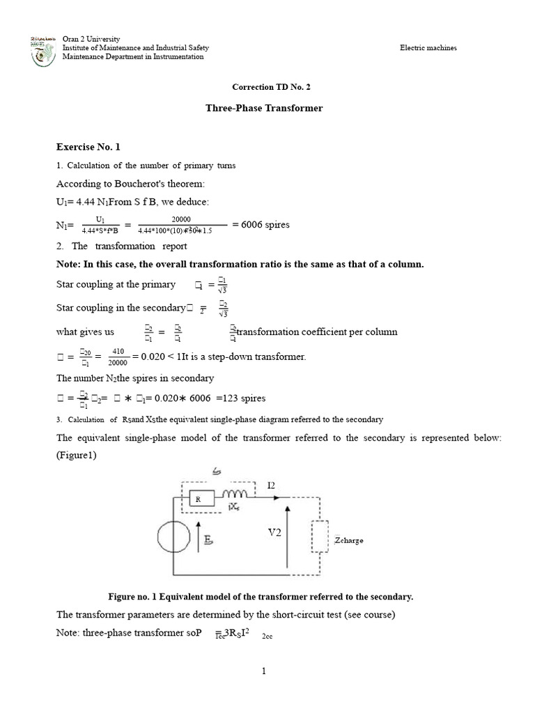 Corrected TD2 Three-Phase Transformer.pdf | PDF | Transformer ...