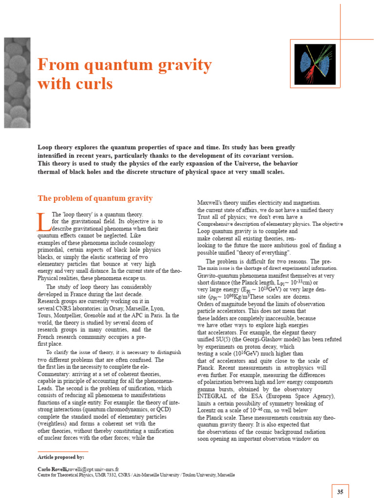Loop Quantum Gravity Explained | PDF | Quantum Gravity | Gravity