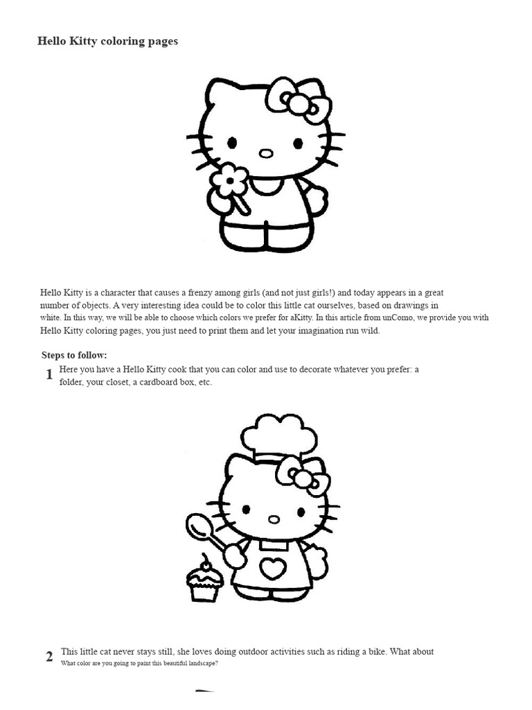 Printable Hello Kitty Coloring Pages | PDF