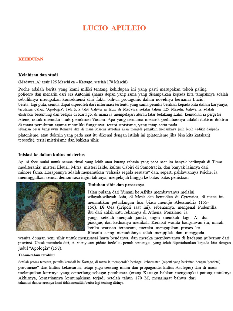 Kehidupan dan Karya Lucio Apuleio | PDF
