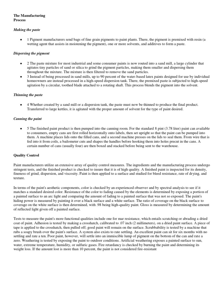 Paint Manufacturing PDF Paint Mill (Grinding)