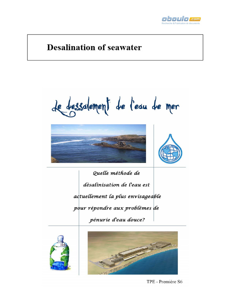 Seawater Desalination Techniques Explained | PDF | Ion | Desalination