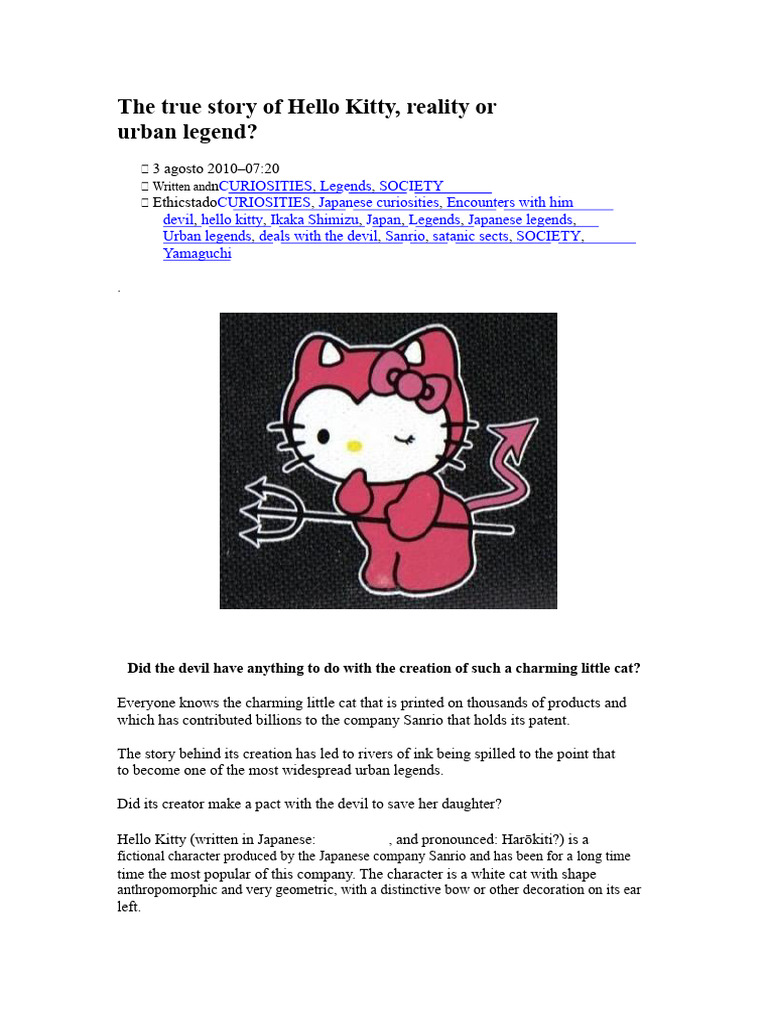 The Dark Legend of Hello Kitty | PDF