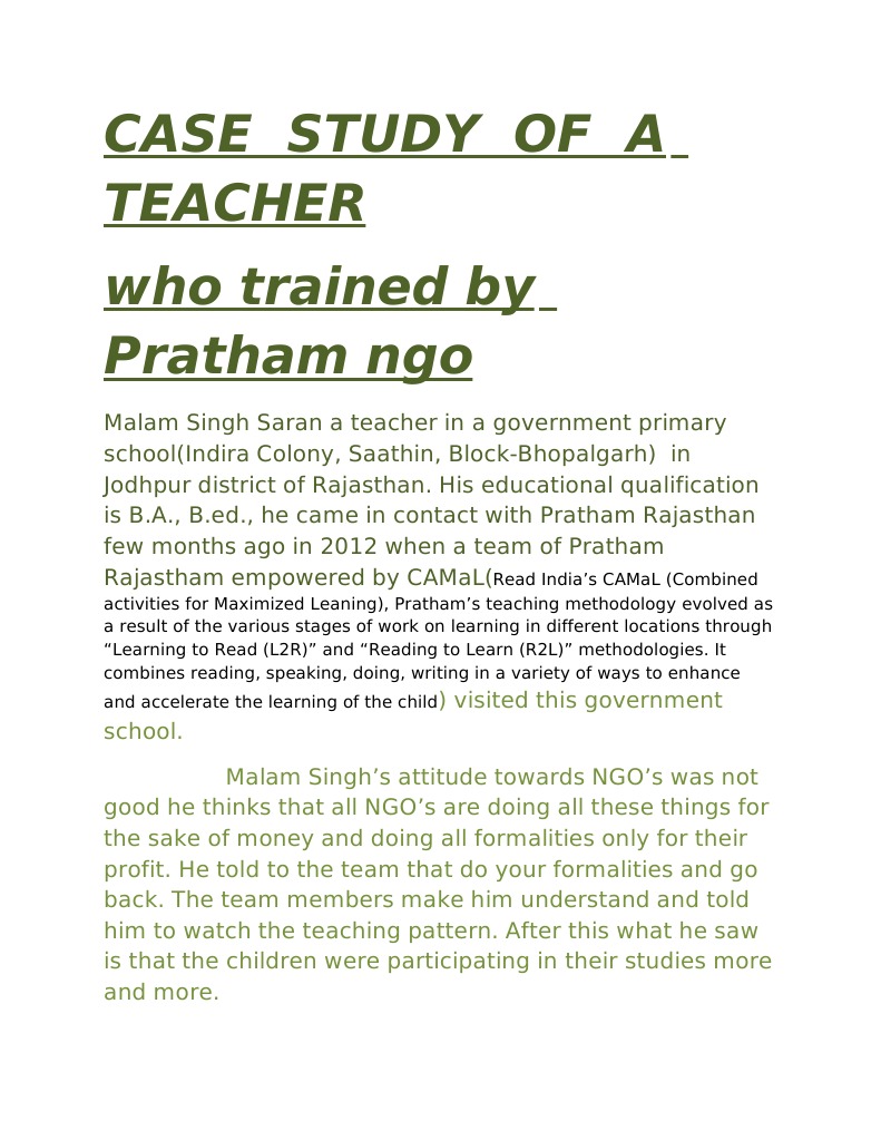 Case Study of A Teacher | PDF | Teaching Method | Educational Psychology
