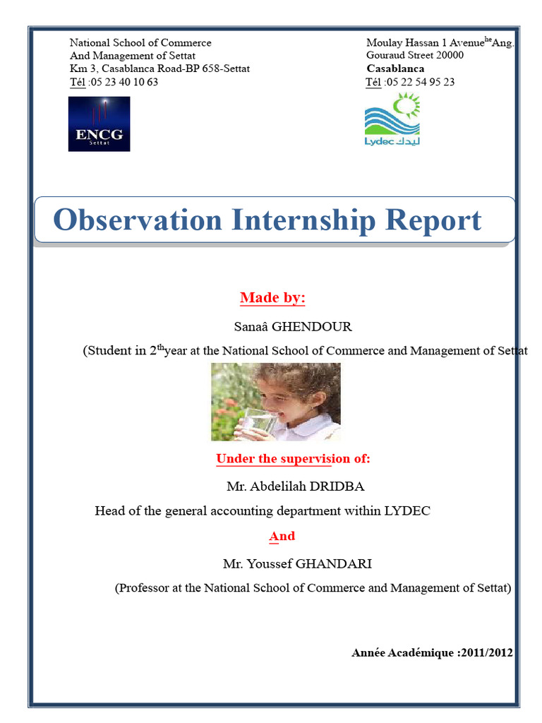 LYDEC Internship Observation Report | PDF | Accounts Payable | Water