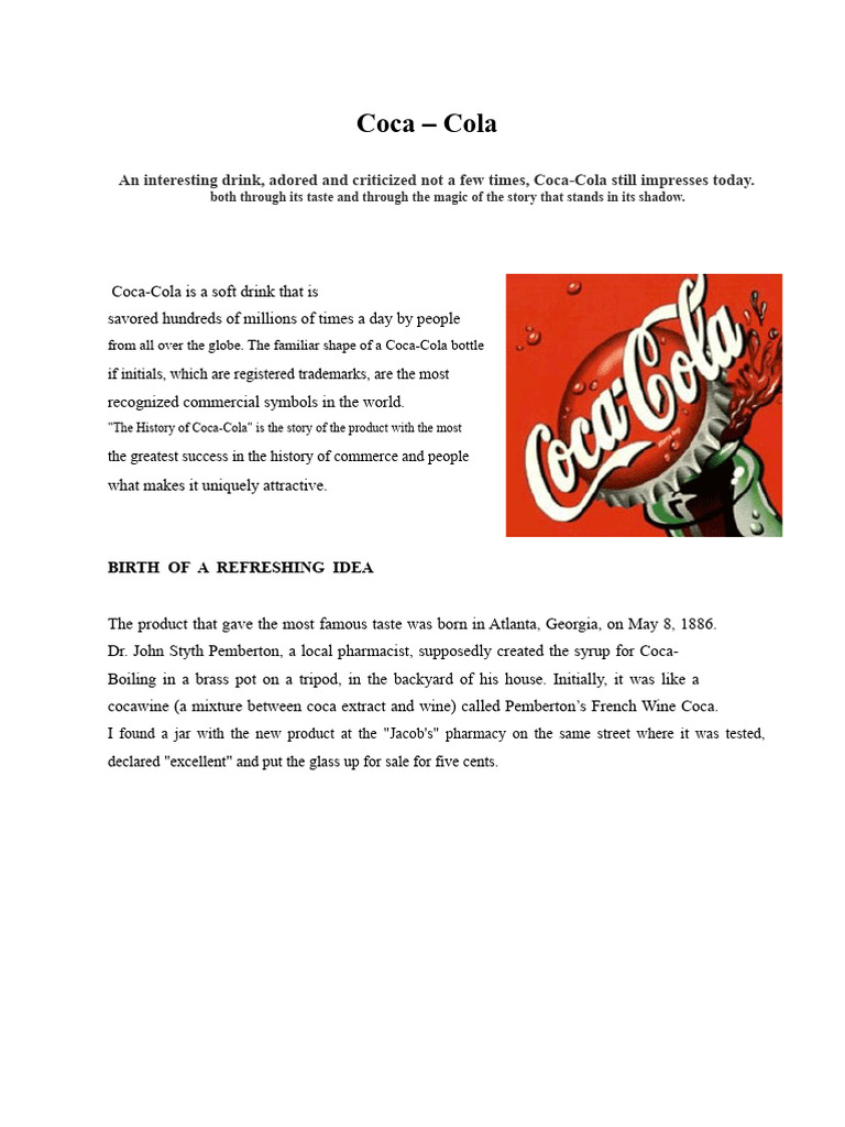 The Fascinating History of Coca-Cola | PDF | Coca Cola | The Coca Cola ...