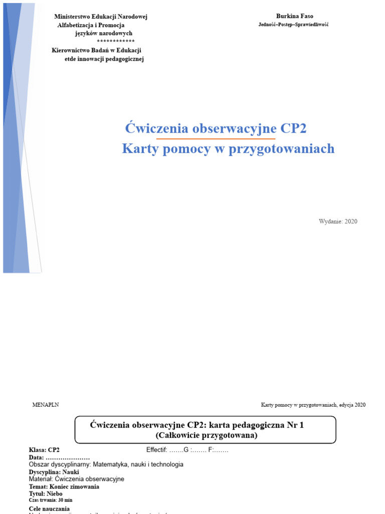 Ćwiczenia Obserwacja Cp2 | PDF