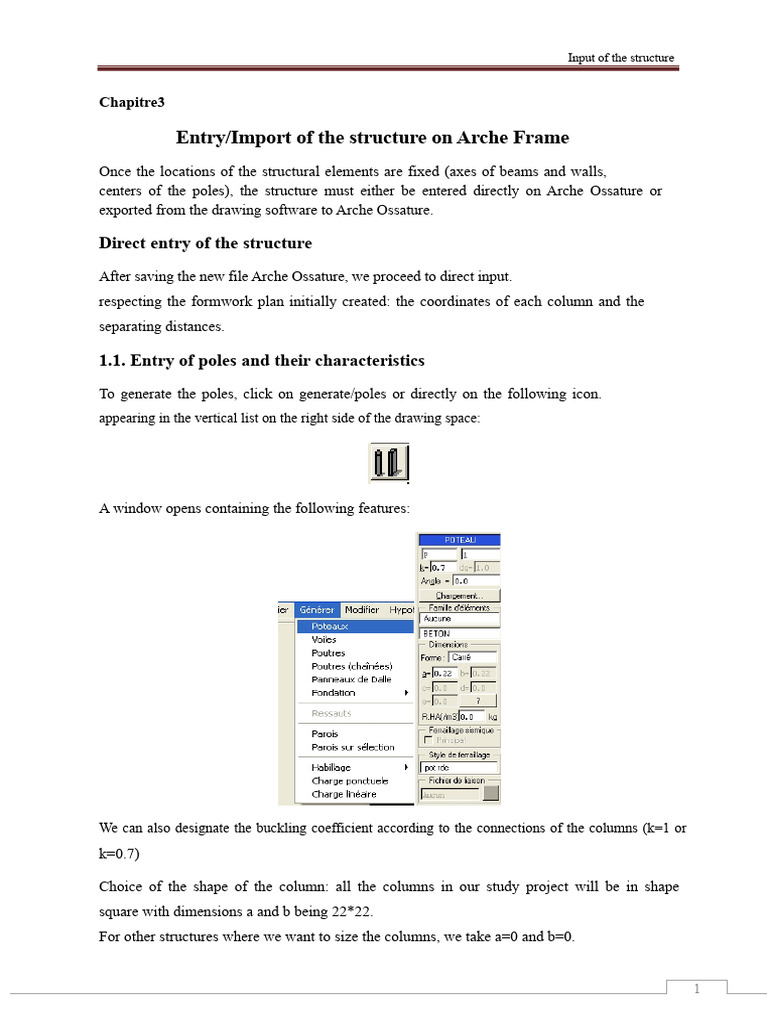Input Structure in Arche Ossature Guide | PDF | Beam (Structure) | Column