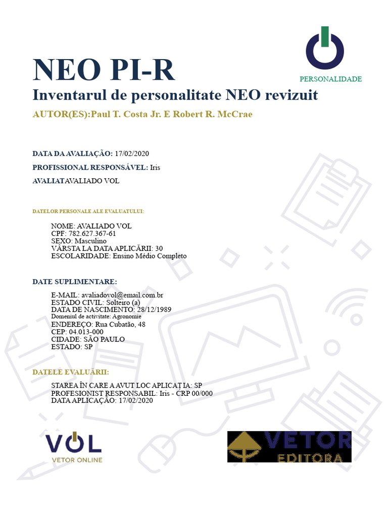 Model Rezultatul Complet Neo Pi R | PDF