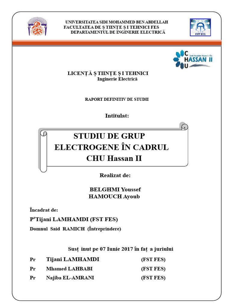 Studiul Grupului Electrogen - Youssef BELGHMI - 4061 PDF | PDF