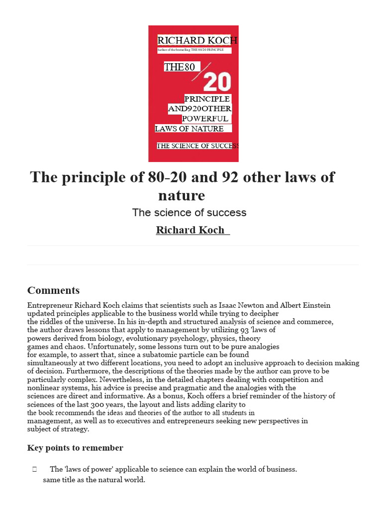 Richard Koch The 8020 Principle and 92 Other Laws of