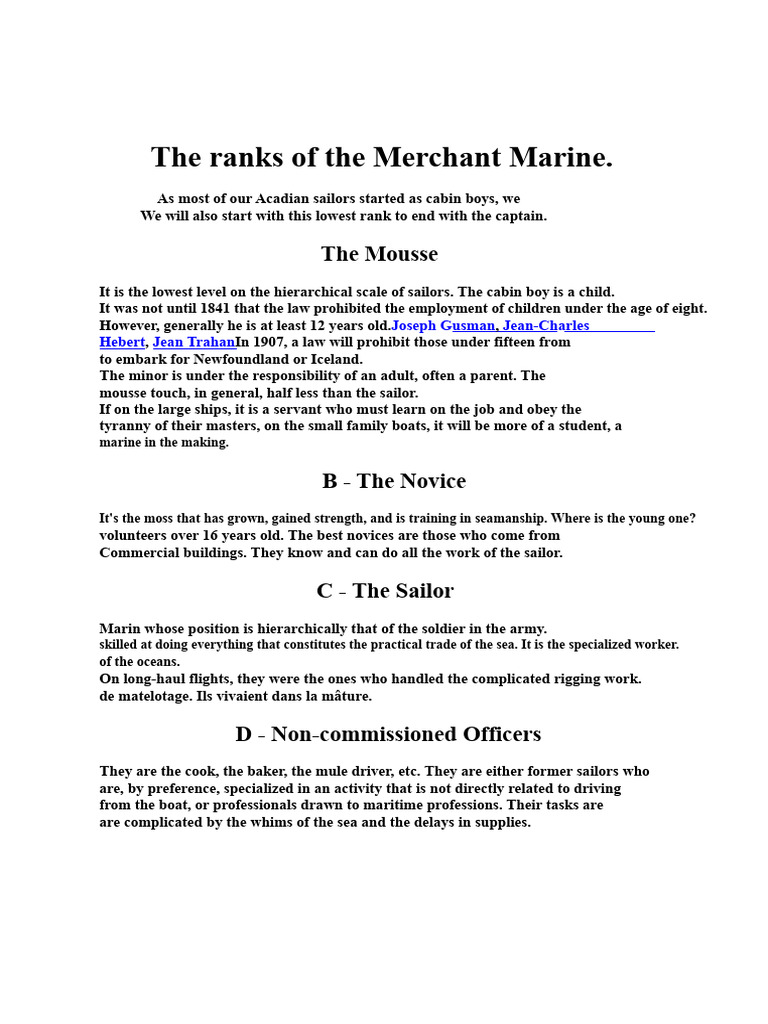 Merchant Marine Ranks In Order