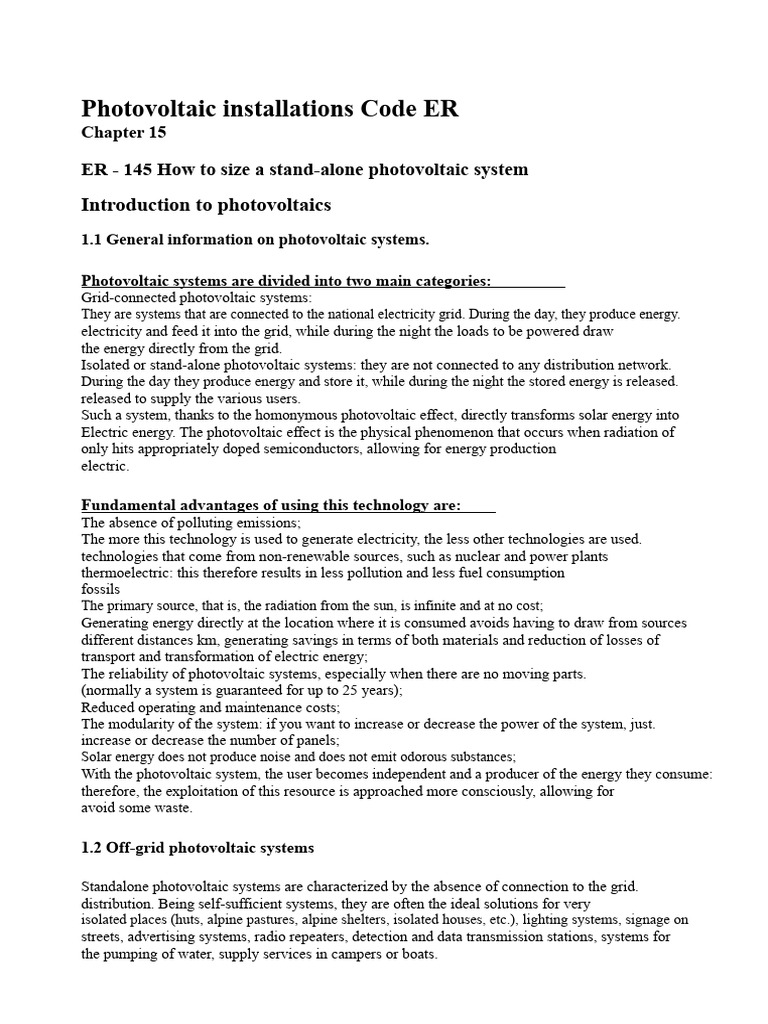 Sizing Stand-Alone Photovoltaic Systems | PDF | Photovoltaic System ...