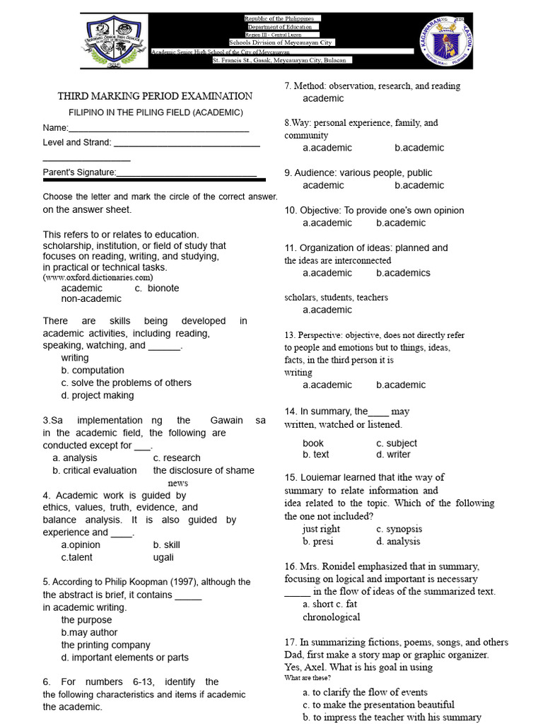 Academic Examination Guide for Students | PDF | Methodology | Abstract ...