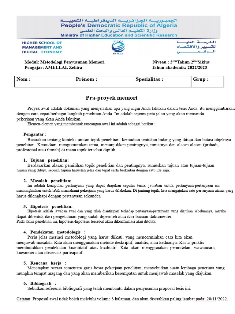 Panduan Penyusunan Proposal Tesis | PDF