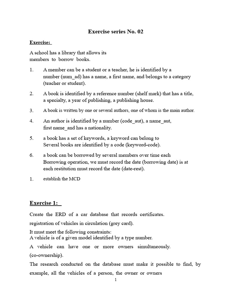 Library and Database Management Exercises | PDF | Databases | Data Model