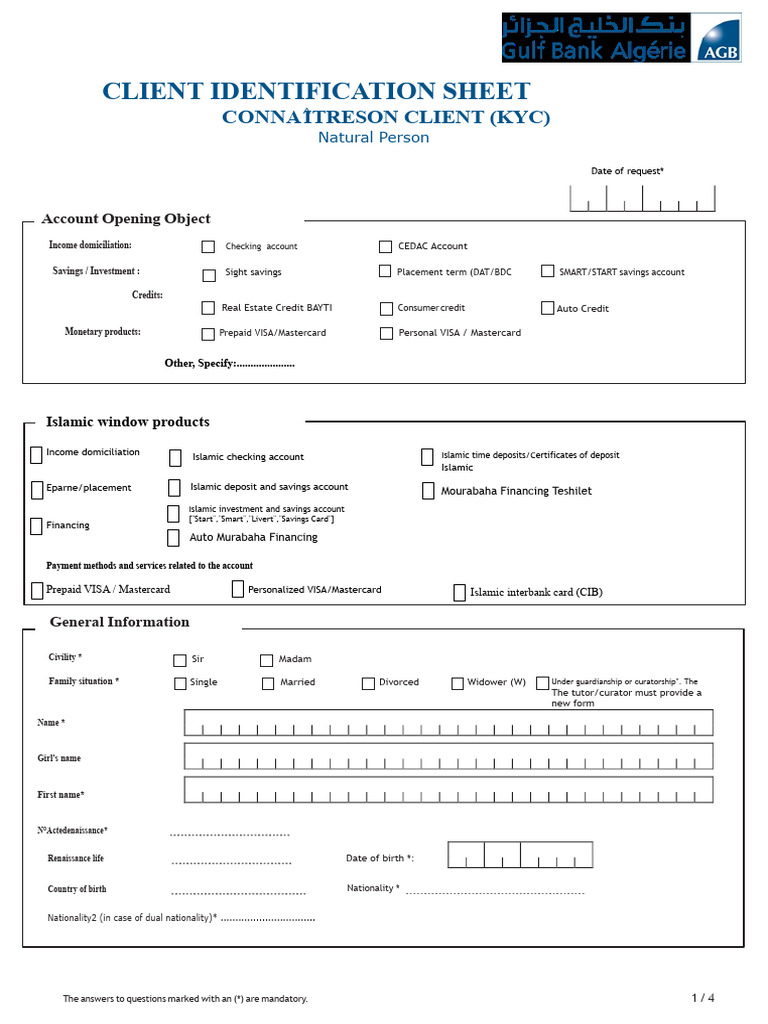 Client Identification Form for Banking Services | PDF | Identity ...