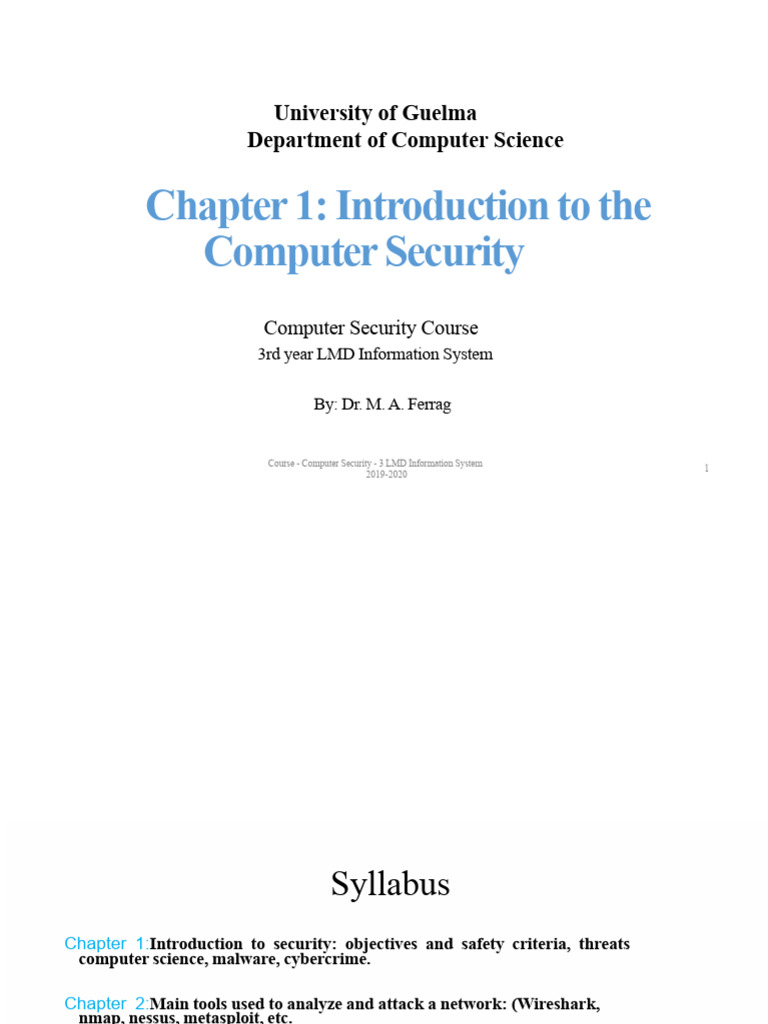Computer Security Course Overview 2020 | PDF | Security | Computer Security