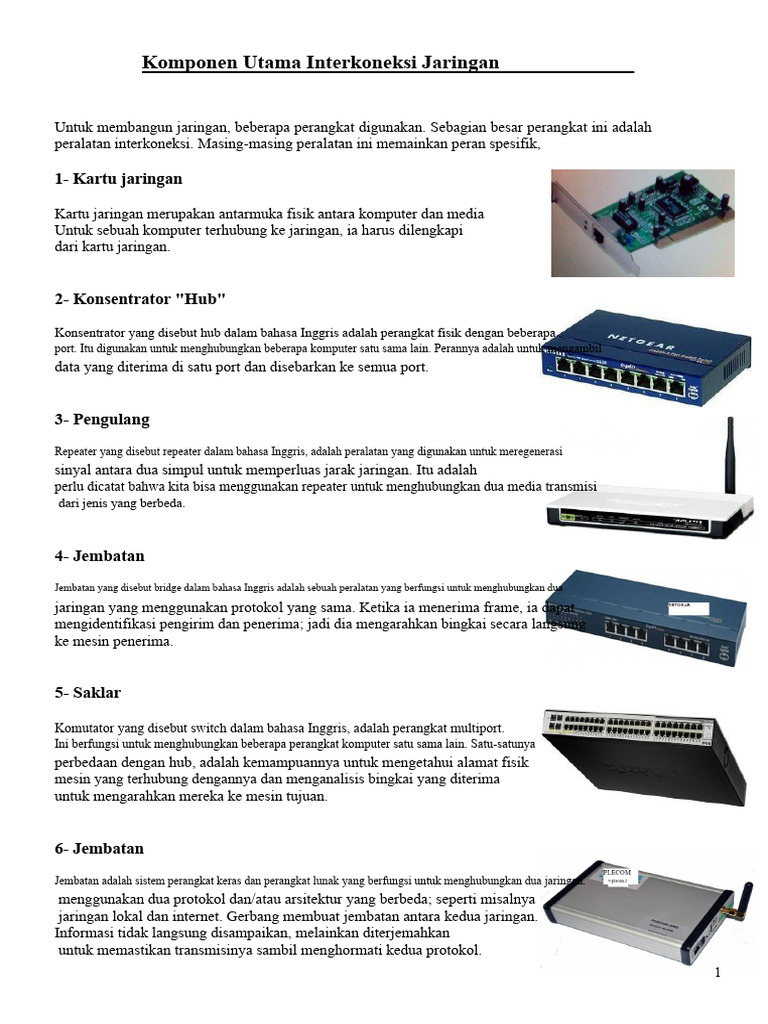 Komponen Interkoneksi Jaringan Komputer | PDF