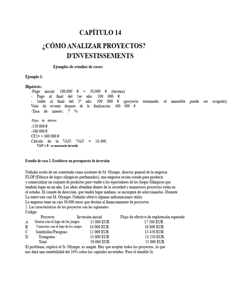Cómo Analizar Proyectos de Inversiones | PDF | Tasa interna de retorno ...