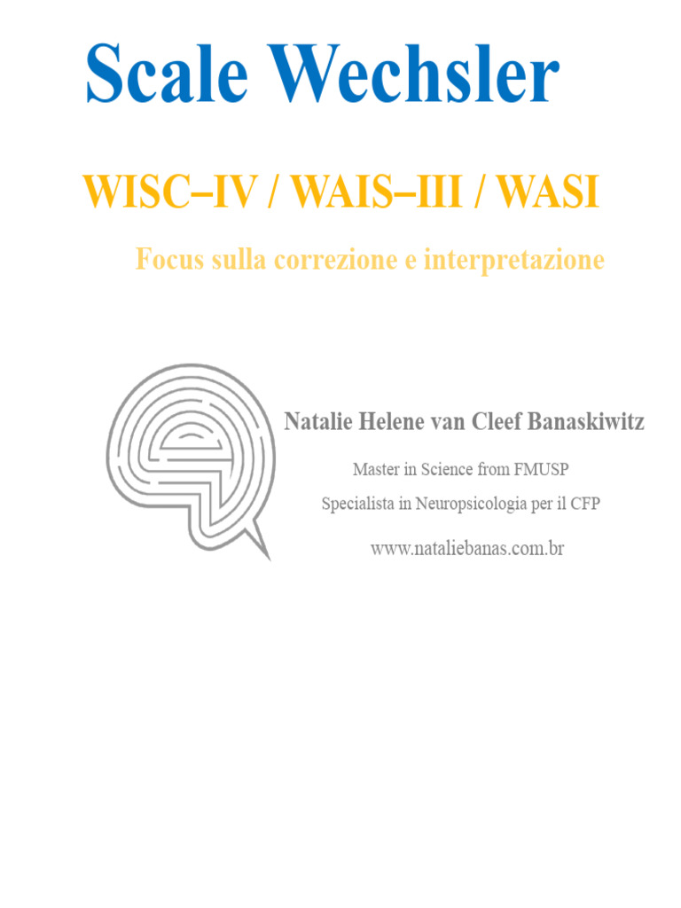 Scale Wechsler - WISC - IV - WAIS - III - WASI - Focus On Correction ...
