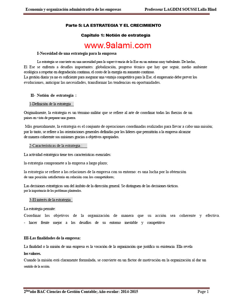 Parte V La Estrategia y El Crecimiento 2 Noção de Estrategia y El ...