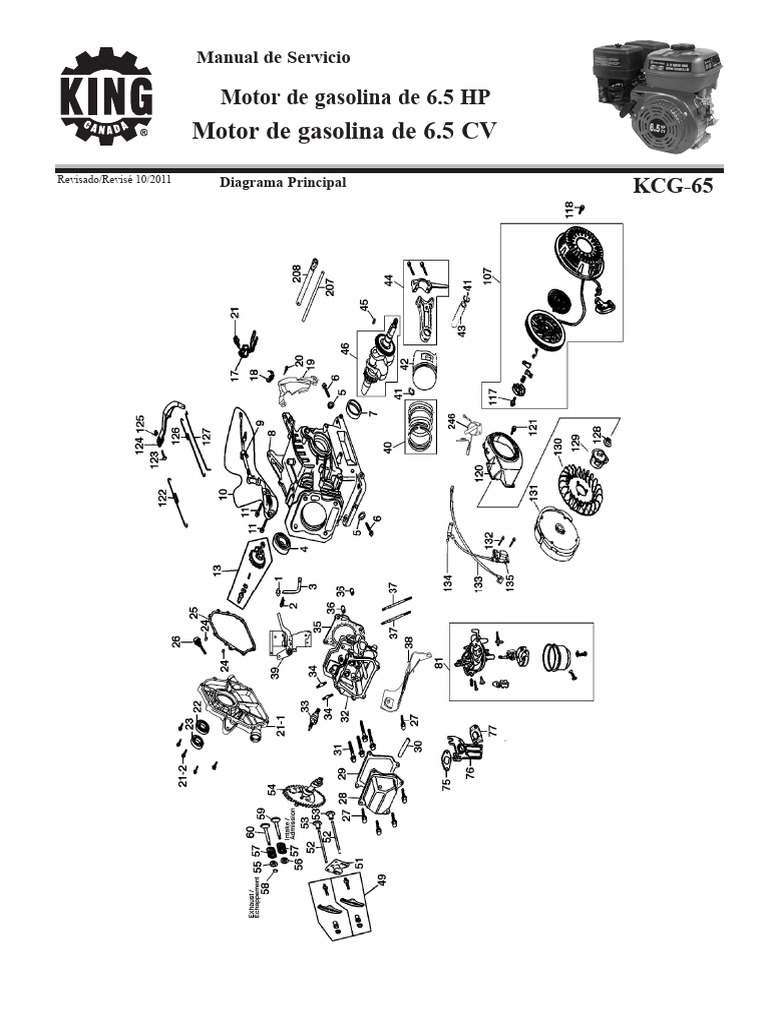 Manual de Servicio Motor KCG-65 6.5 HP | PDF | Pistón | Máquinas