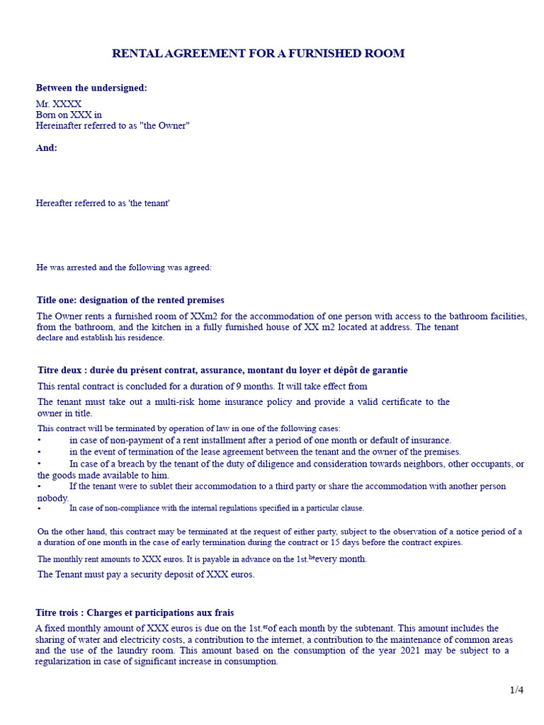 Rental Contract Template - Odt | PDF | Leasehold Estate | Lease