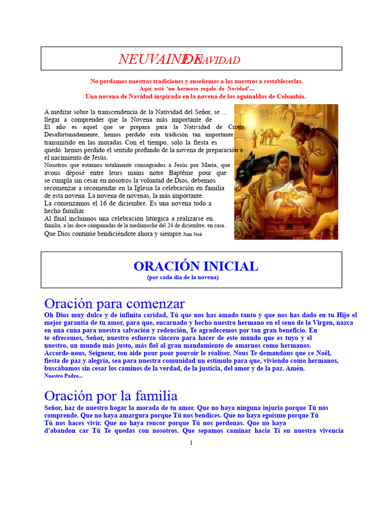 Novena de Navidad: Tradición y Oraciones | PDF | Oración | Amor