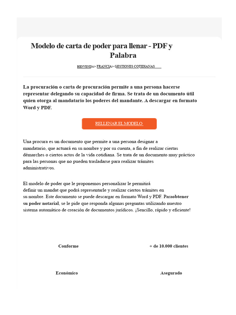 Modelo de carta de poder para descargar | PDF | Microsoft Word | Poder ...