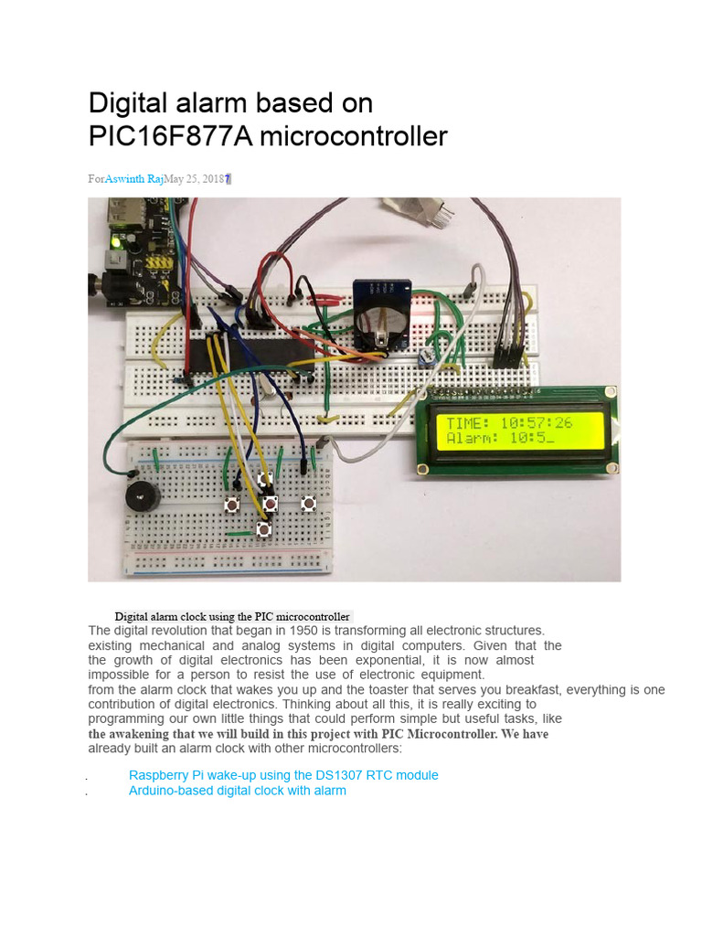 PIC16F877A Digital Alarm Clock Project | PDF | Computer Hardware ...