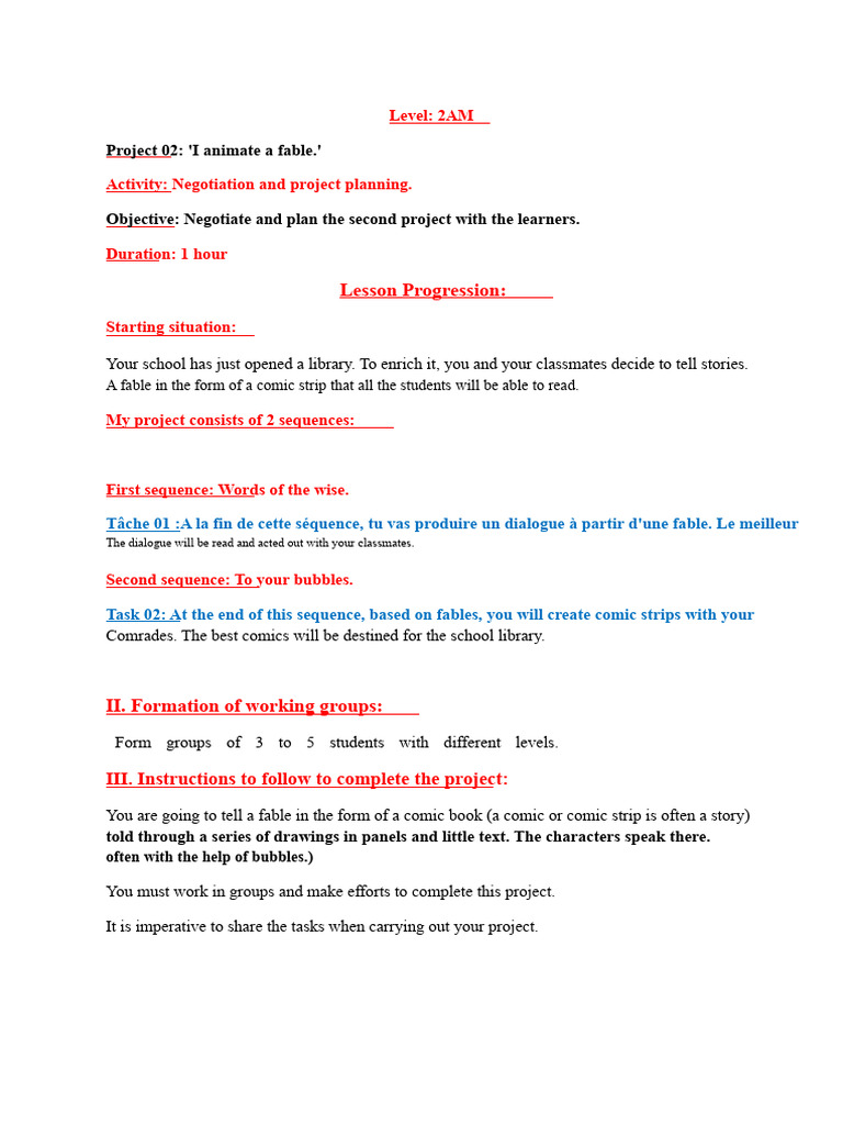 Fable Animation Project Plan | PDF | Adverb | Grammatical Conjugation