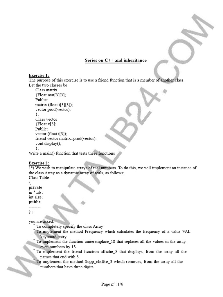 C++ Inheritance and Class Exercises | PDF | Class (Computer Programming ...
