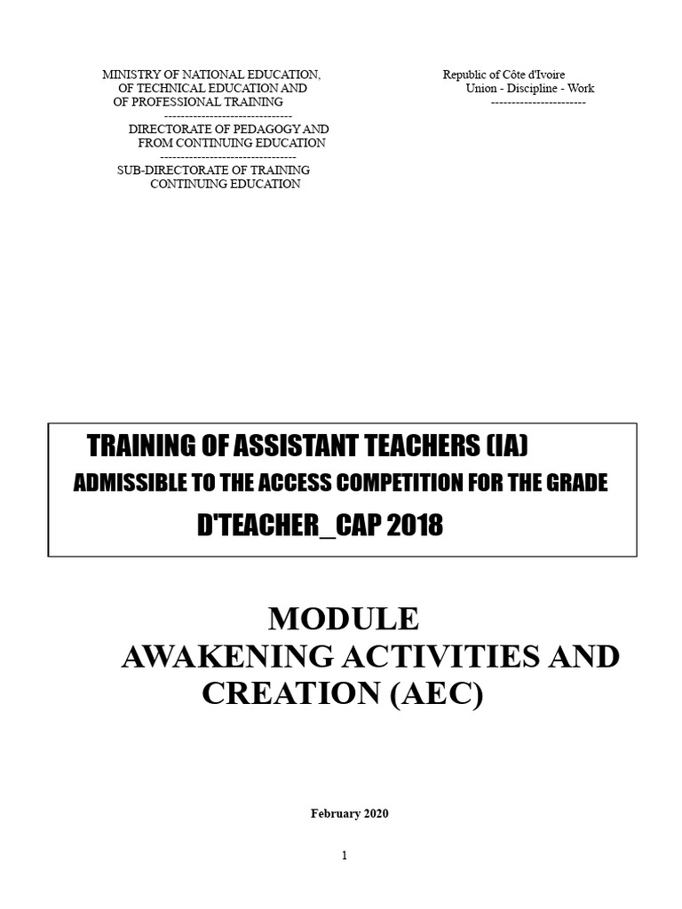 Teacher Training in AEC for Côte d'Ivoire | PDF | Color | Yellow