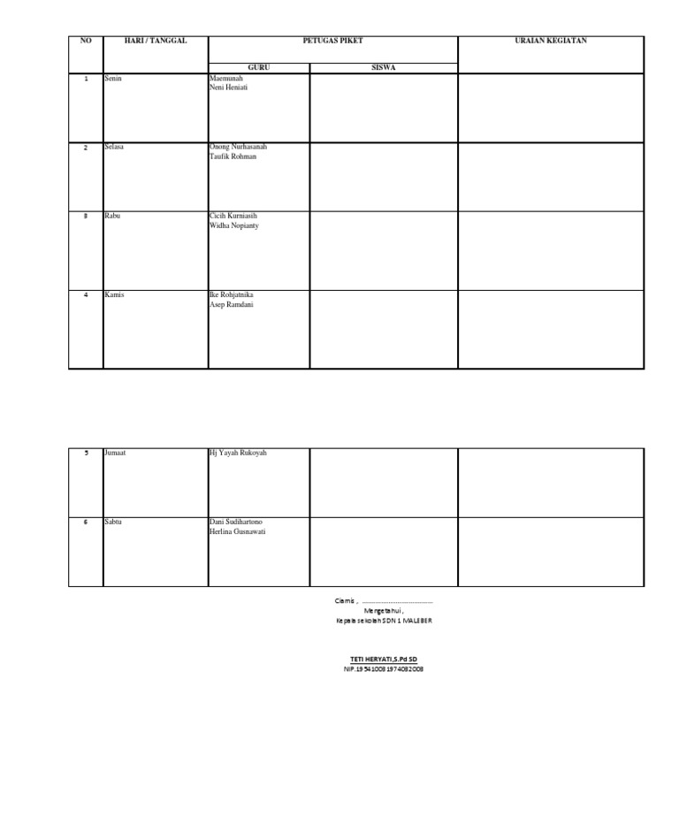 Buku Piket Harian