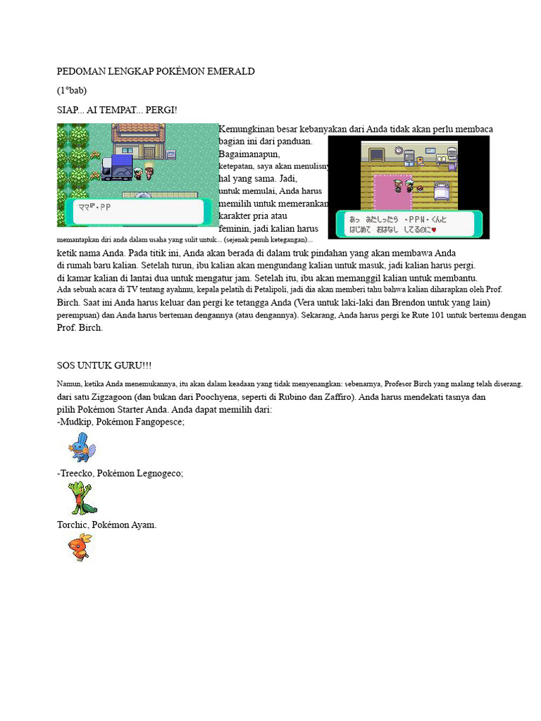 Panduan Awal Pokémon Emerald: Memulai Petualangan | PDF