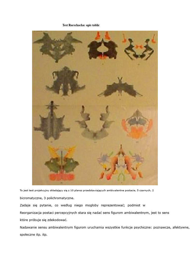 Test Rorschacha Z Plamami Atramentowymi | PDF