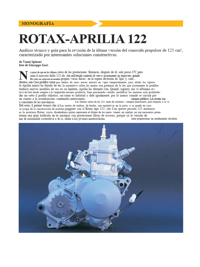 Análisis del Motor Rotax-Aprilia 122 | PDF | Rodamiento (Mecánico ...