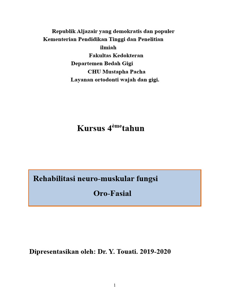 Rehabilitasi Neuro-Muskular Oro-Fasial | PDF